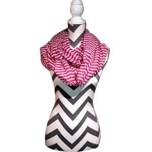 Maurices Pink and White Striped Infinity Scarf